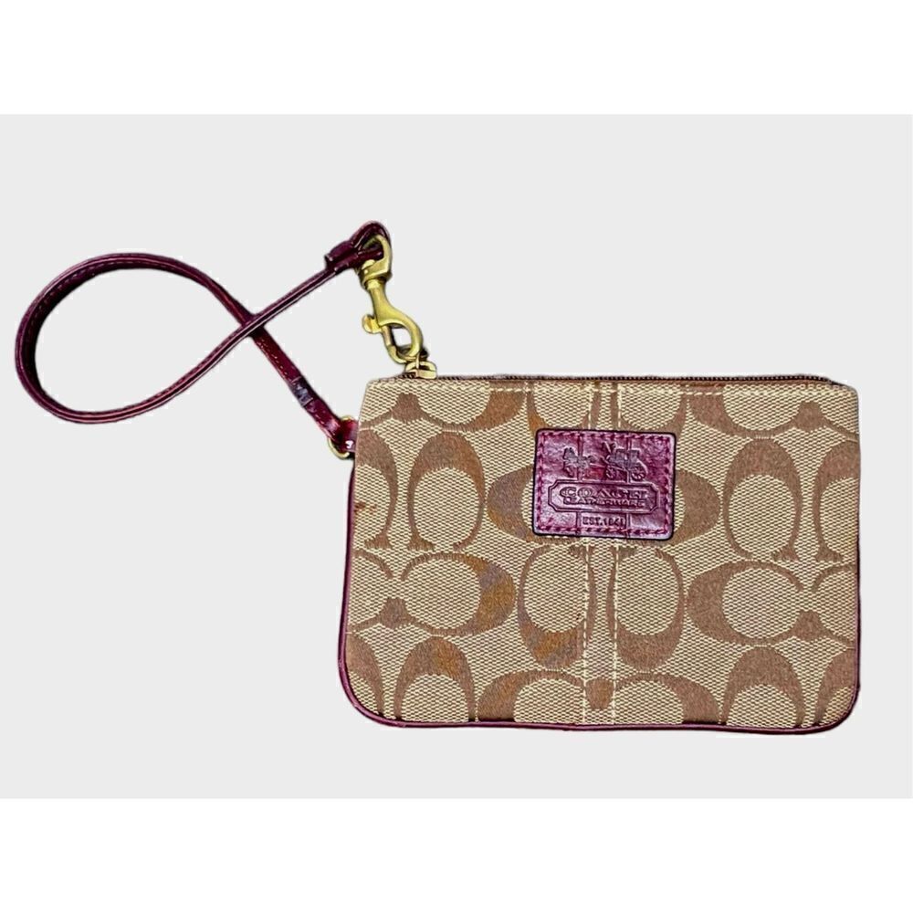 Coach Brown Zip Up C Patterned Change Wallet